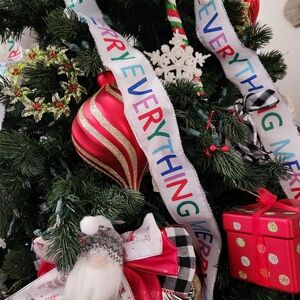 "Merry Everything" Ribbon Streamers w Sparkle Edge, 5 each Bundle